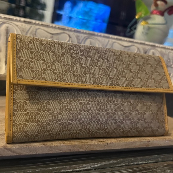 CELINE Macadam Bifold Long Wallet Caramel Brown Vachetta Genuine Leather - Picture 7 of 16